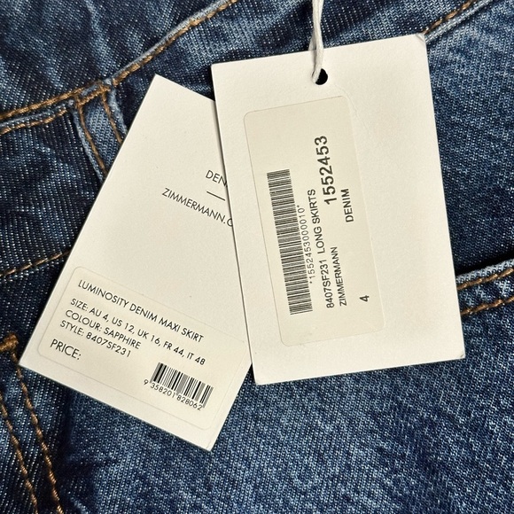 Zimmermann Luminosity Denim Maxi Skirt NWT Size 12 - Picture 11 of 12